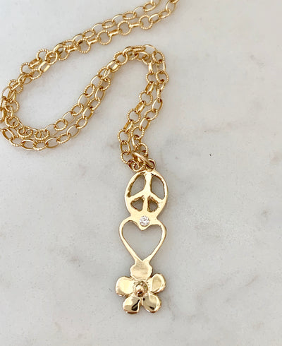 Peace, Love & Flowers Pendant - Lauren Sigman Collection