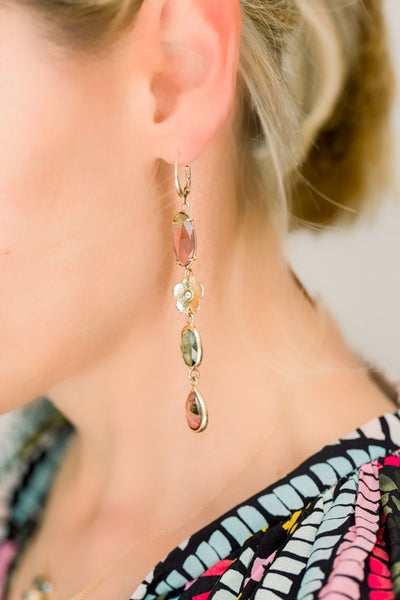 Rainbow Tourmaline and Petunia Diamond Earrings - Lauren Sigman Collection