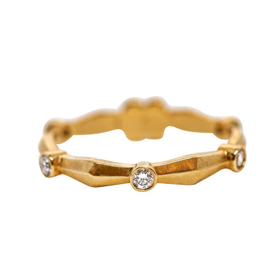Knife Edge Flower Band in 18k Yellow Gold with Diamonds - Lauren Sigman Collection