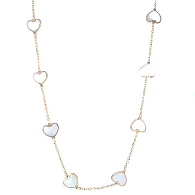 Mini Heart Station Necklace/Mother of Pearl