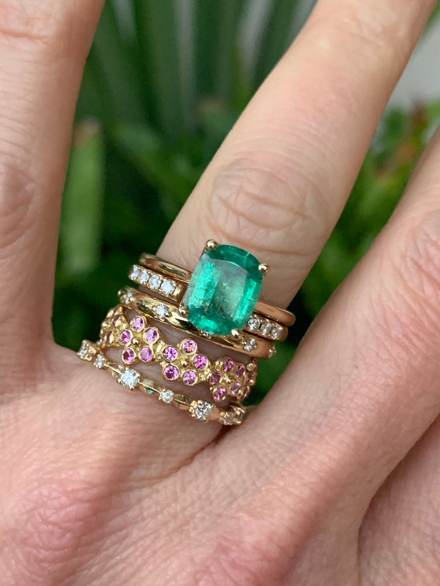 Tulip Emerald Ring