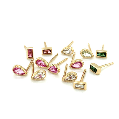Baguette Studs/Green Tourmaline