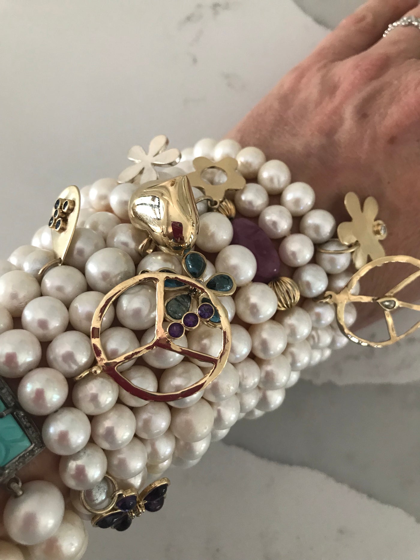 Pearl and Wildflower Charm Bracelet - Lauren Sigman Collection