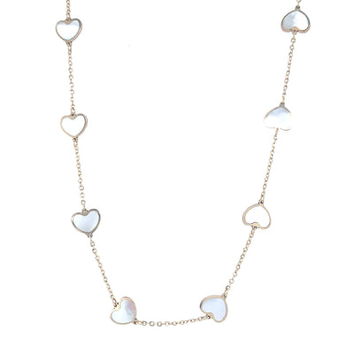 Mini Heart Station Necklace/Mother of Pearl