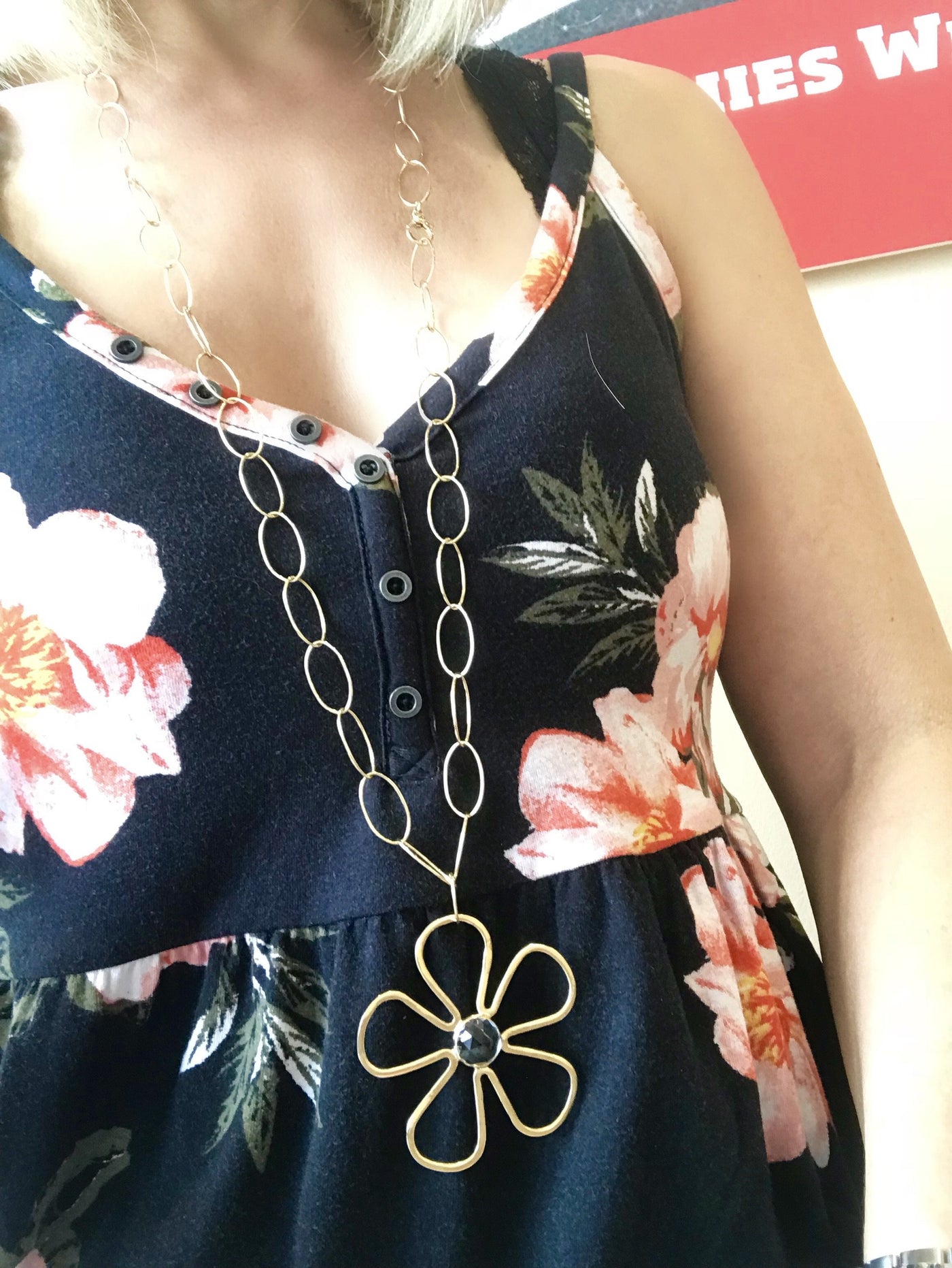 Sunflower Pendant & Removable Clasp/Smoky Topaz