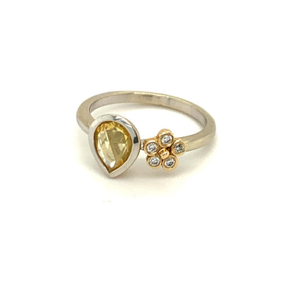 Pear Cut Bezel Set Yellow Sapphire Ring