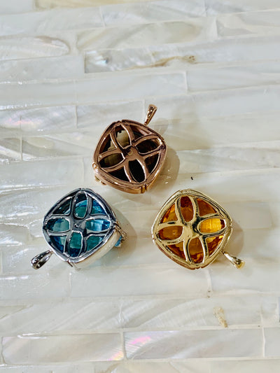 Cushion Cut Citrine Dandelion Pendant