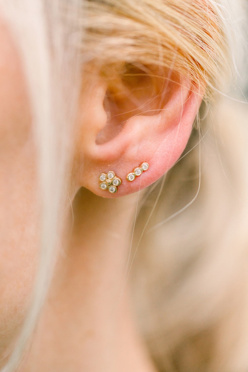 Trio Bar Diamond Stud Earrings - Lauren Sigman Collection