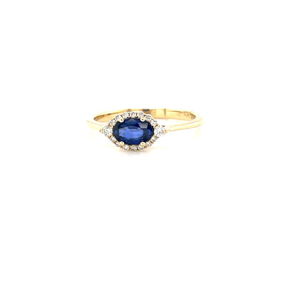 Blue Sapphire and Diamond Forget Me Not Ring