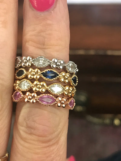 Iris Marquis Band in 18k Gold with Blue Sapphires - Lauren Sigman Collection