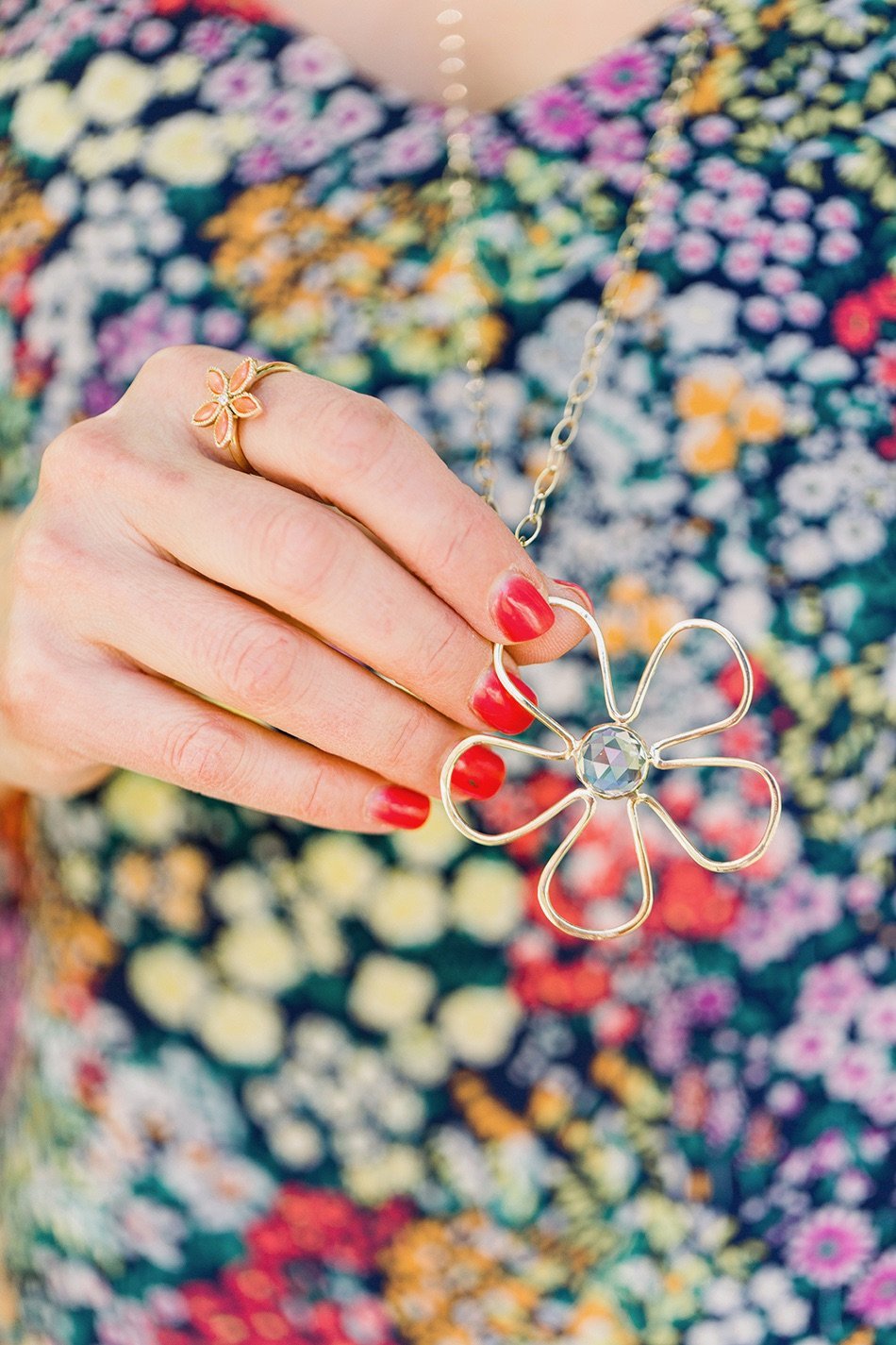 Sunflower Pendant & Removable Clasp/Smoky Topaz