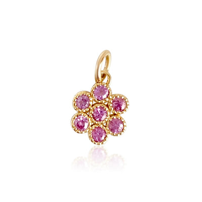Water Lily Pendant in 18k Gold with Pink Sapphires - Lauren Sigman Collection