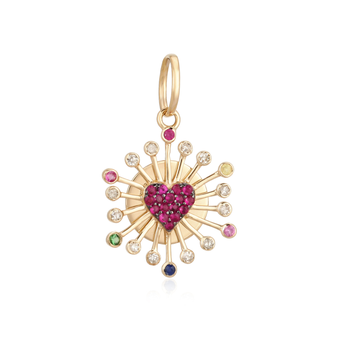 Pink Sapphire Heart & Diamond Burst Charm