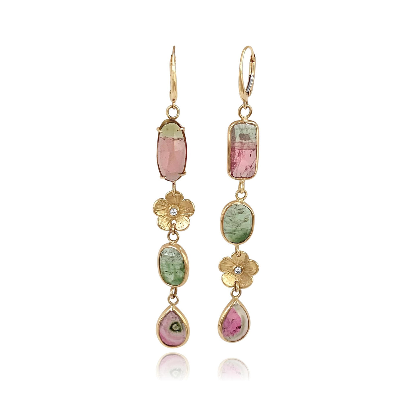 Rainbow Tourmaline and Petunia Diamond Earrings - Lauren Sigman Collection